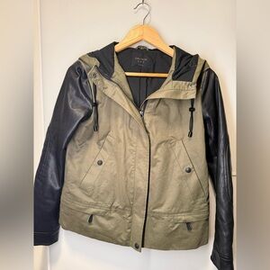 Zara Hooded Jacket with Faux Leather Sleeves